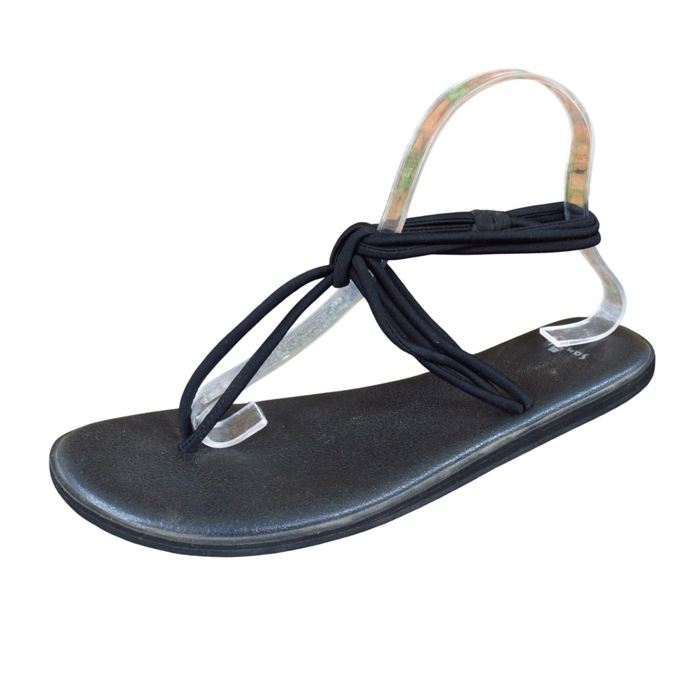 Sanuk Sunshine Womens Strappy Thong Sandals Size 9 Beach Comfort Black Synthetic